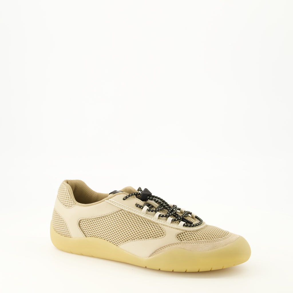 Baskets Sneakers Speedrock in Pelle e Mesh Beige Prada Beige Homme