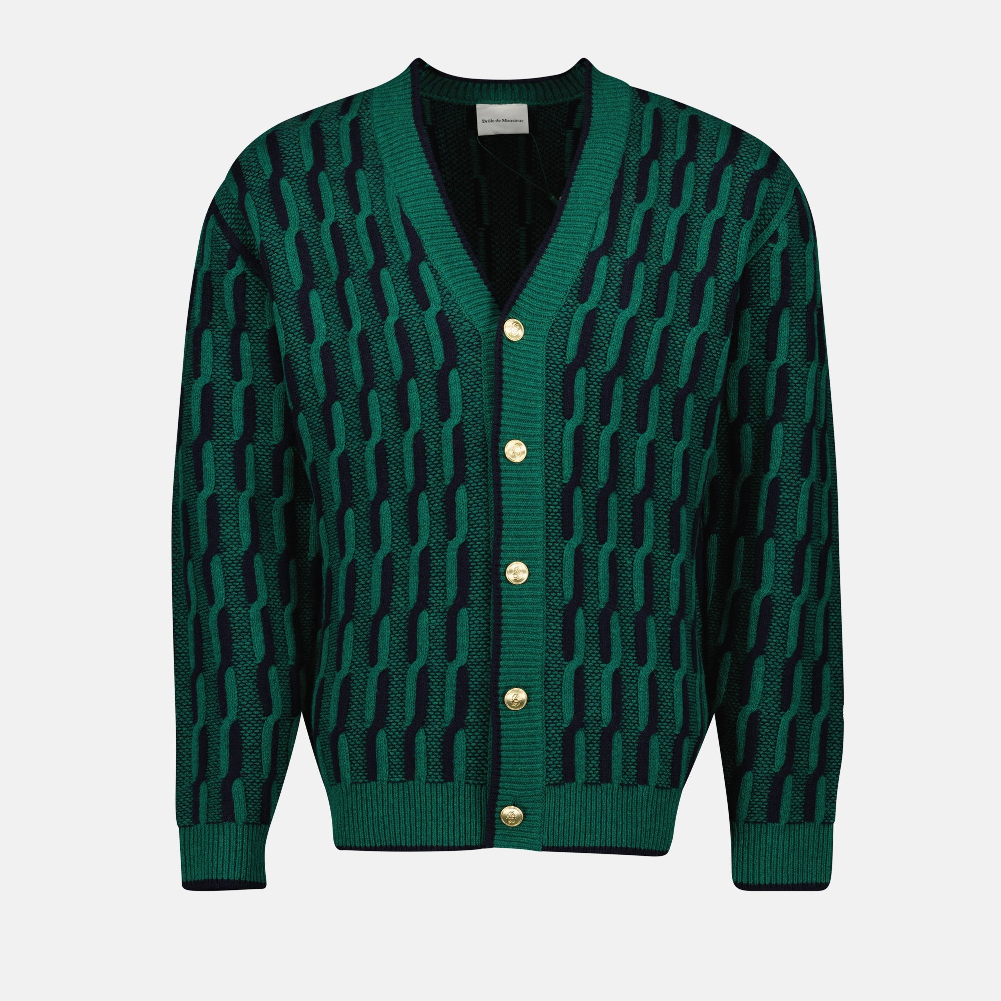 Maille Cardigan bicolore Drole De Monsieur Vert Homme