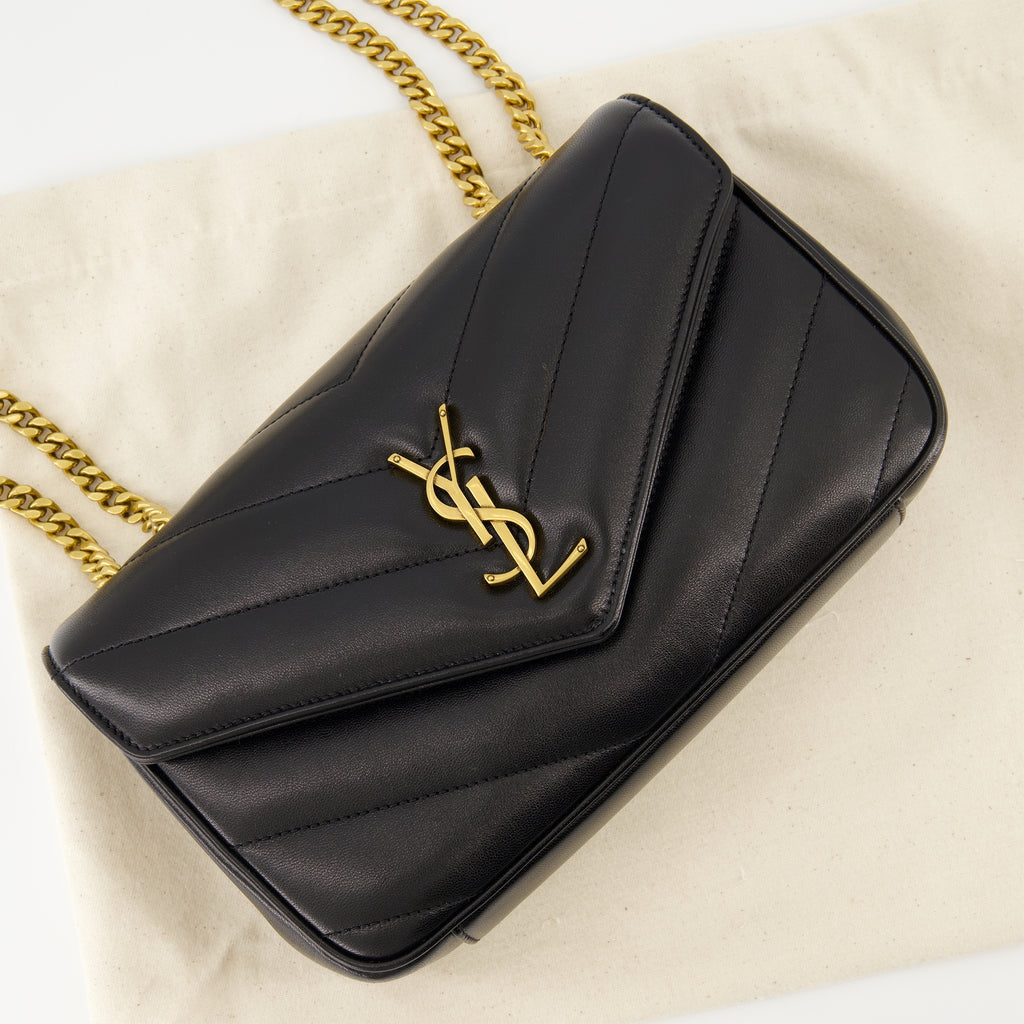 Sacs à main et épaule Borsa Loulou Piccola in Pelle Nera Saint Laurent Noir Femme