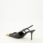 Escarpins Slingbacks Jeanne noir en cuir lisse Saint Laurent Noir Femme