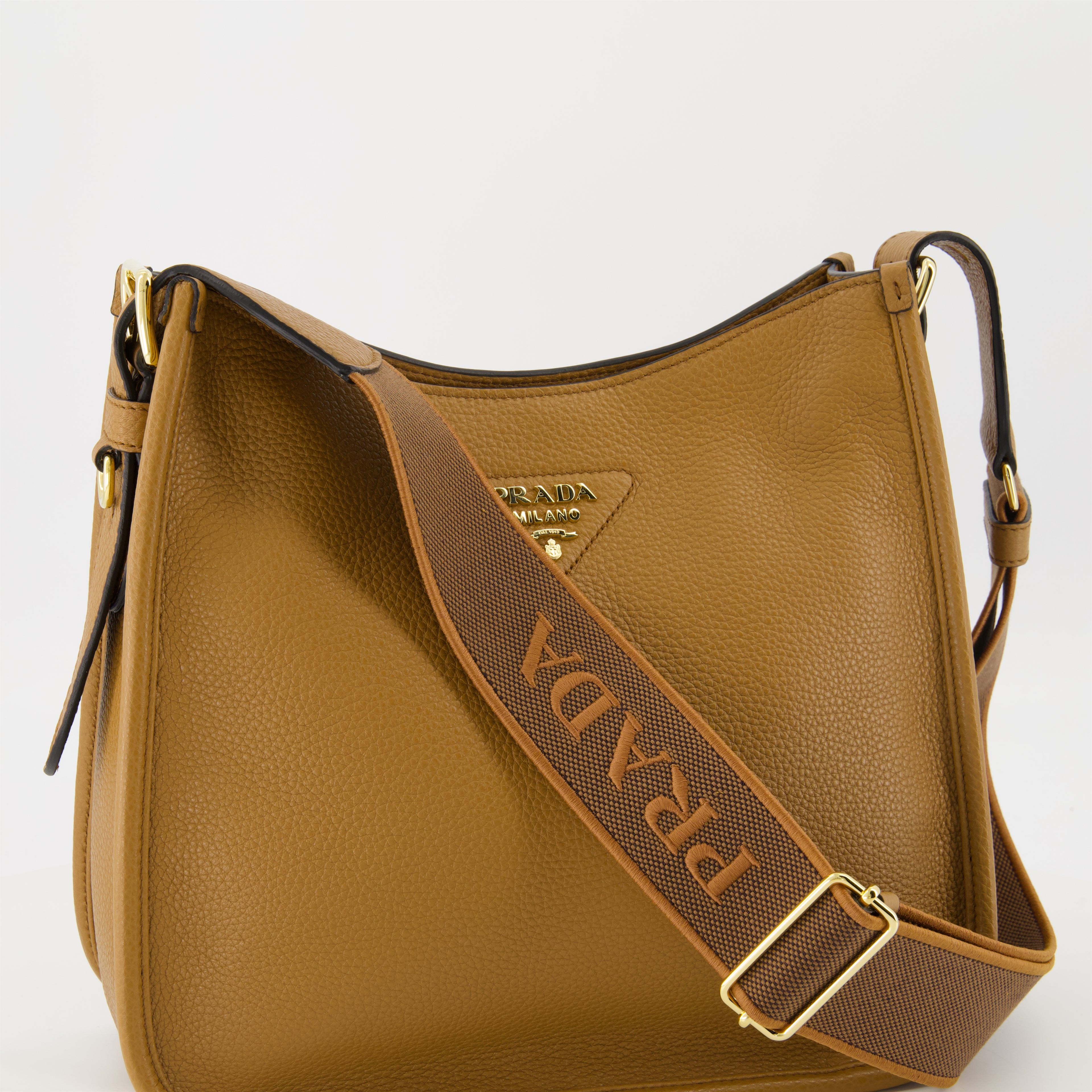 Borse a mano e a spalla Borsa Hobo in Pelle Prada Marrone Femme