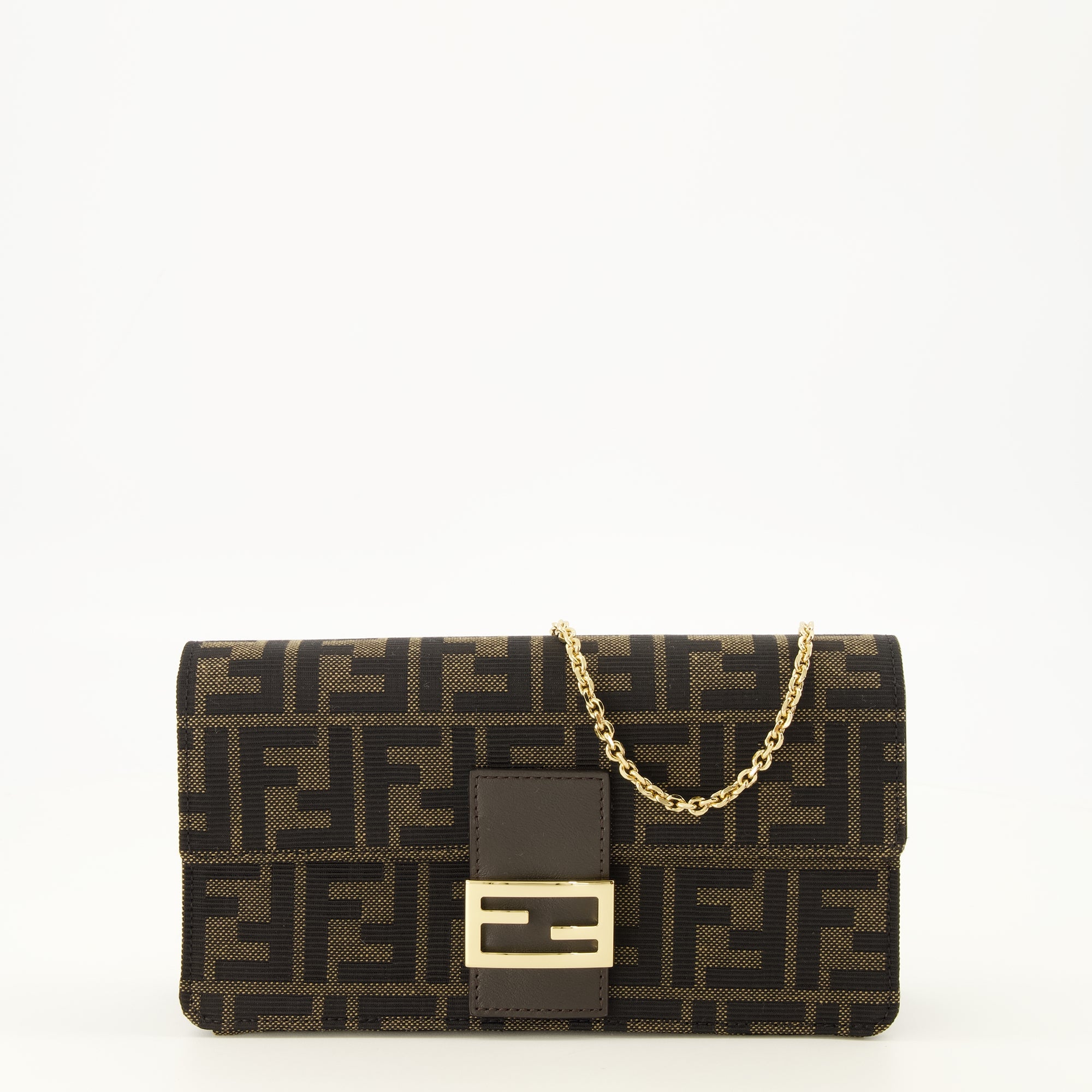 Petite maroquinerie FF Brown Chain Wallet Fendi Marron Femme