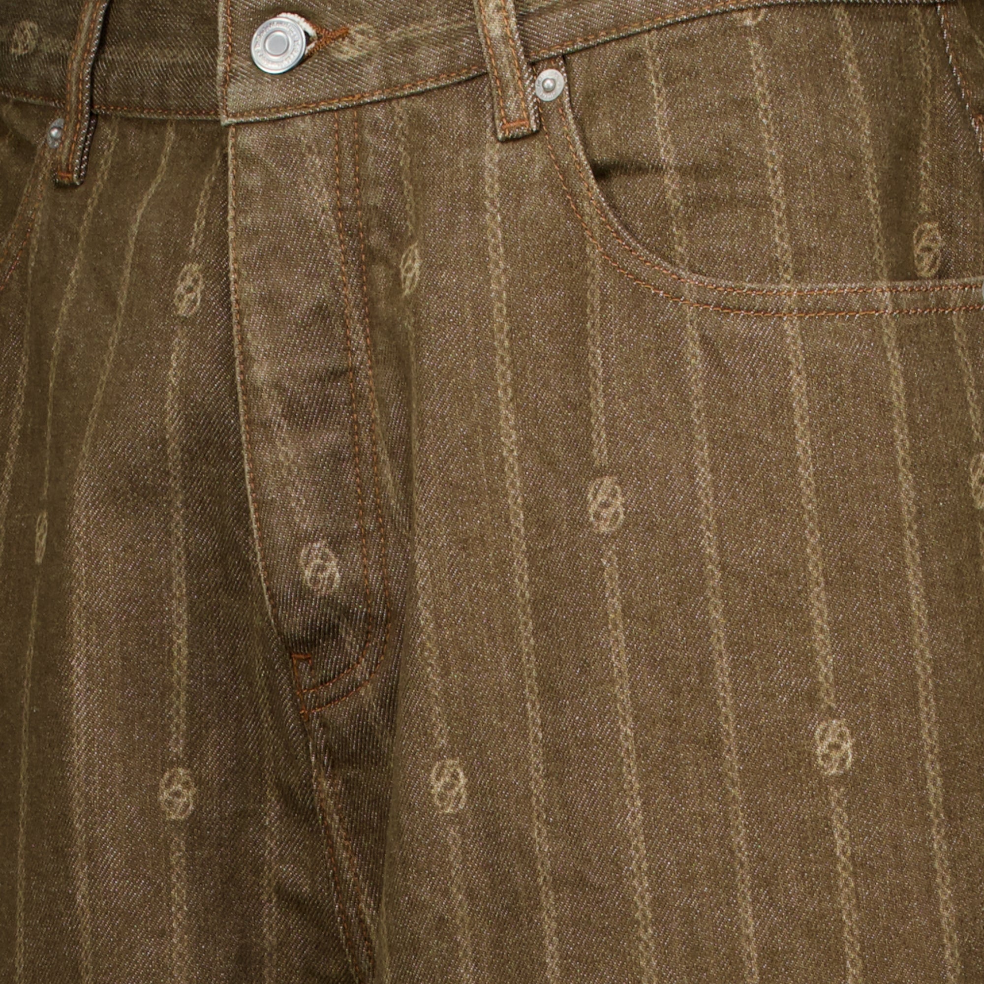 Pantalons Jeans Baggy Monograma Castanho Drole De Monsieur Marron Homme