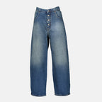 Immagine dei jeans dritti in denim blu del marchio Mm6 per donna - Stagione Primavera-Estate 2026 - Vista Frontale