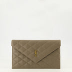 Pochettes Pochette Paris in Pelle Beige Saint Laurent Beige Femme