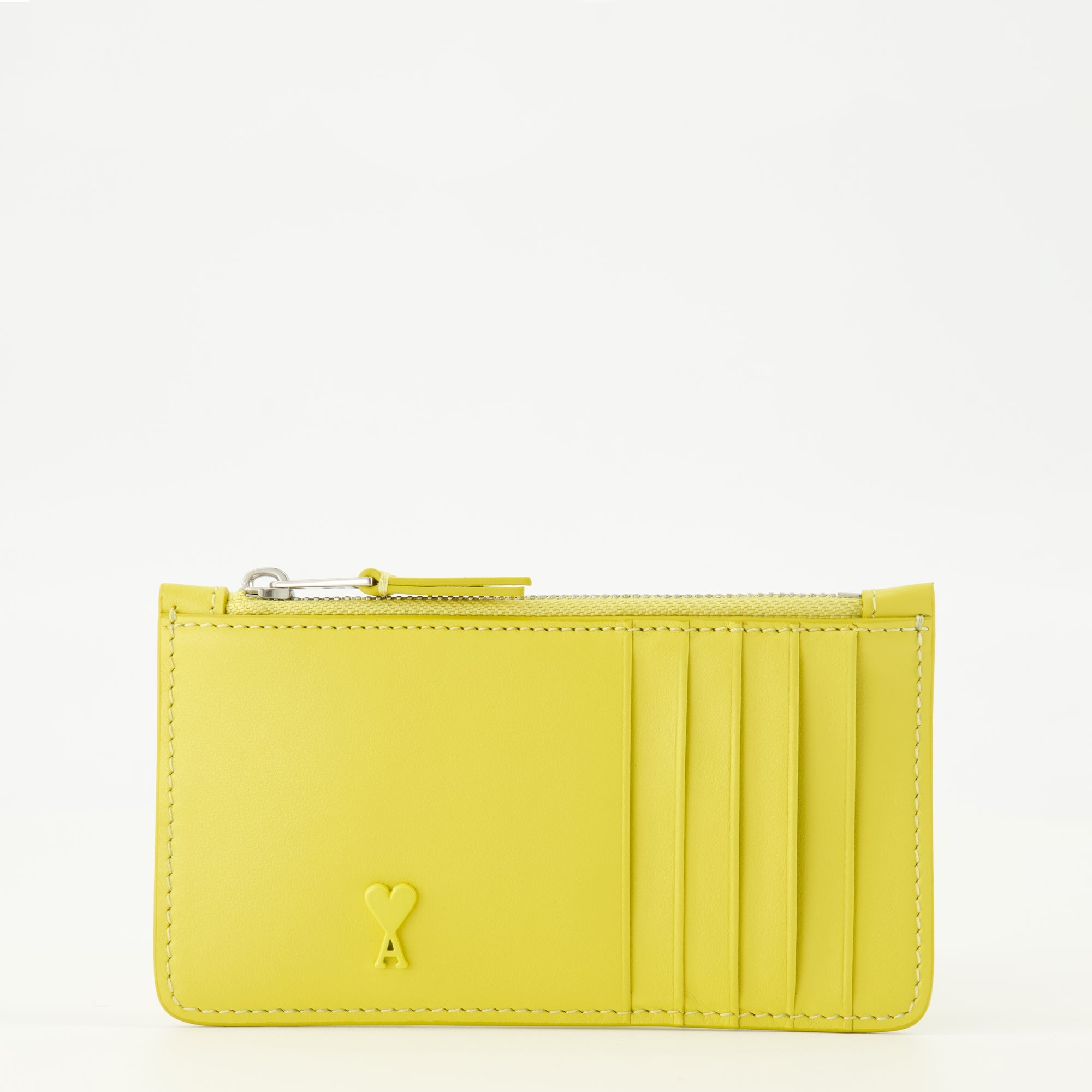 Image de l'article Portes-cartes zippé Ami de coeur jaune de la marque Ami PARIS pour Unisex - Saison Printemps-Été 2026 - Vue de Face