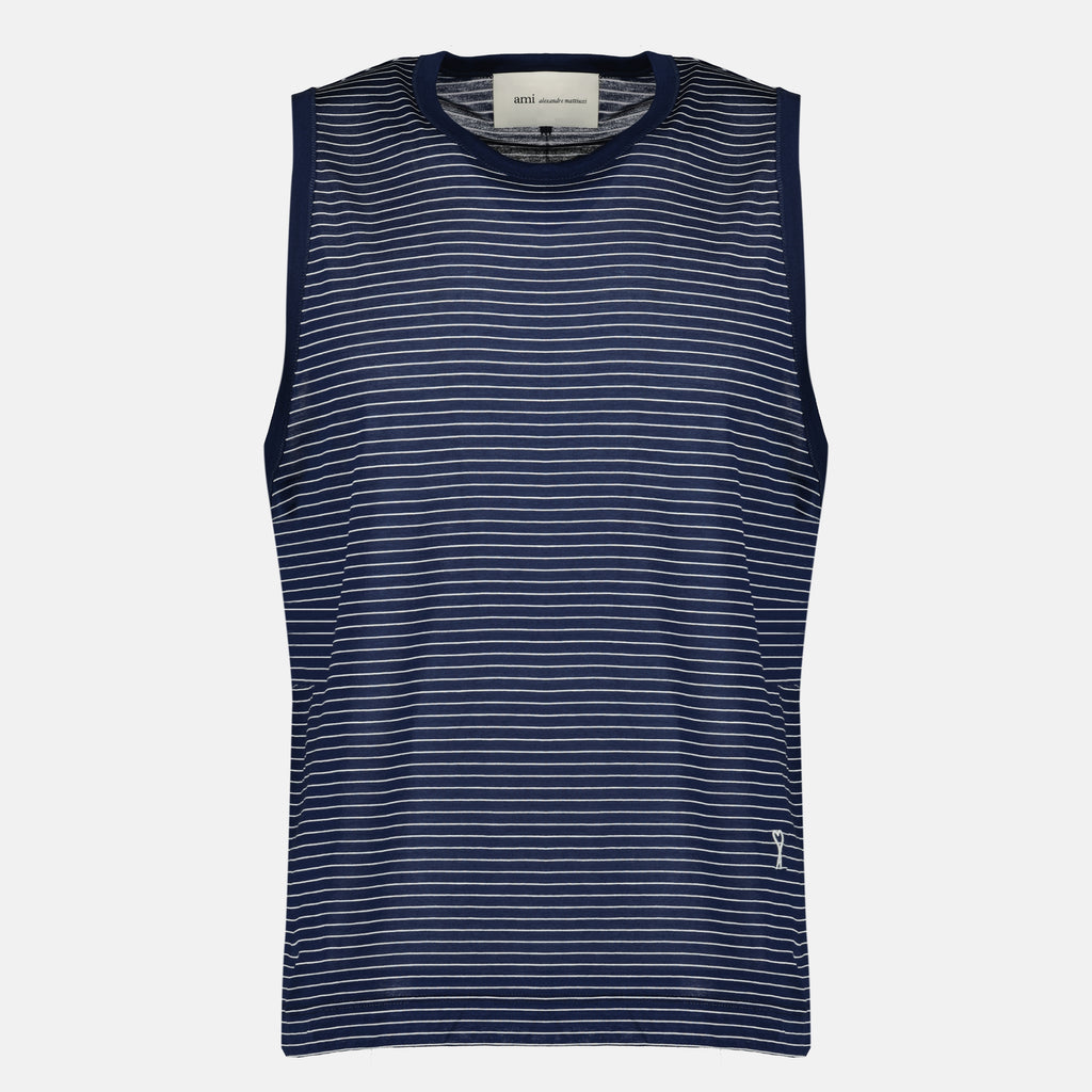 Bild des Artikels Navy gestreiftes Baumwolltanktop der Marke Ami PARIS für Herren - Frühjahr-Sommer 2026 - Frontansicht