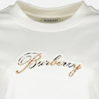 Bild des Burberry Damen T-Shirts mit Check-Logo in Weiß - Frühjahr/Sommer 2026 - Detaillierte Ansicht 1