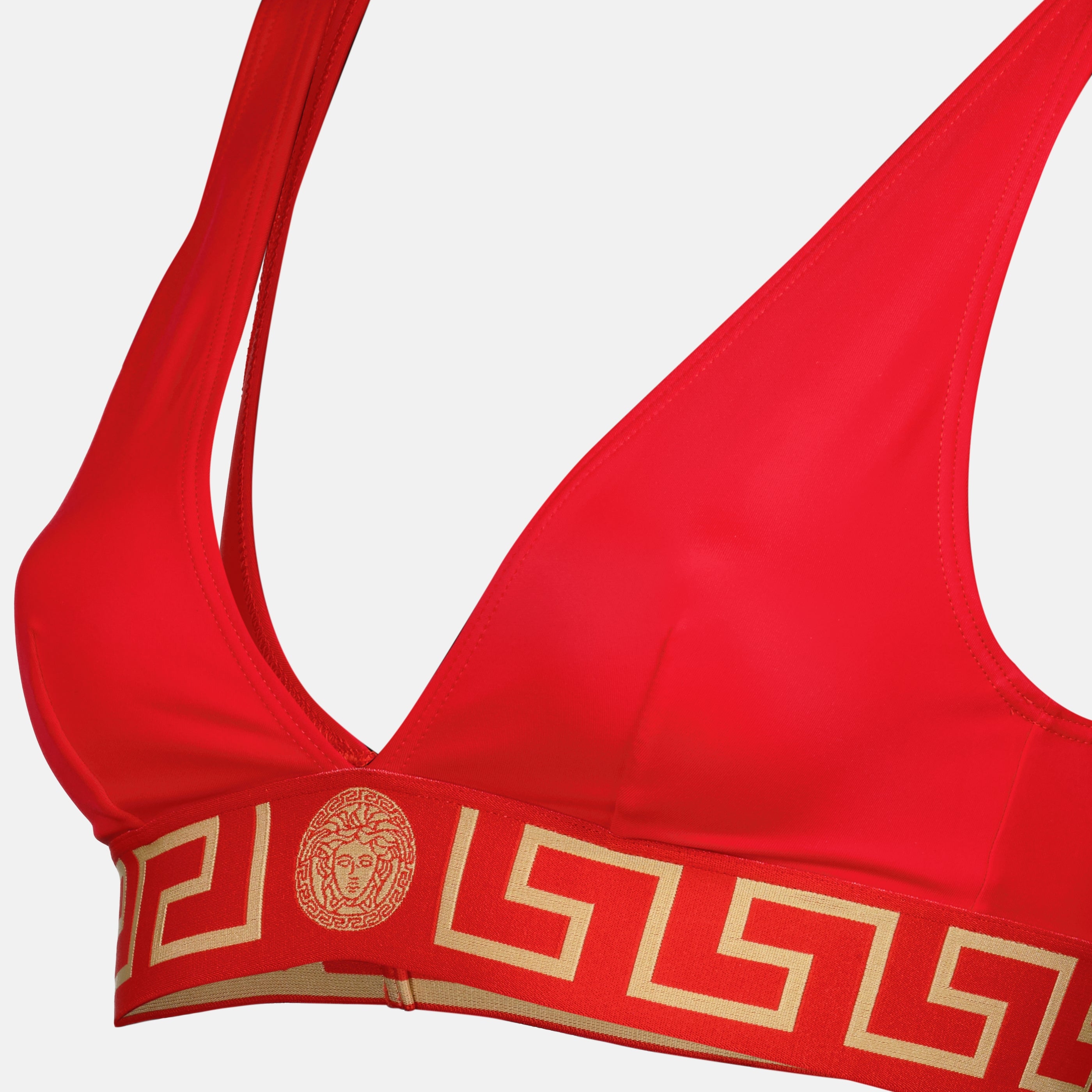 Immagine del top del costume da bagno rosso del marchio Versace per donna - Stagione Primavera-Estate 2025 - Vista Dettagliata_1