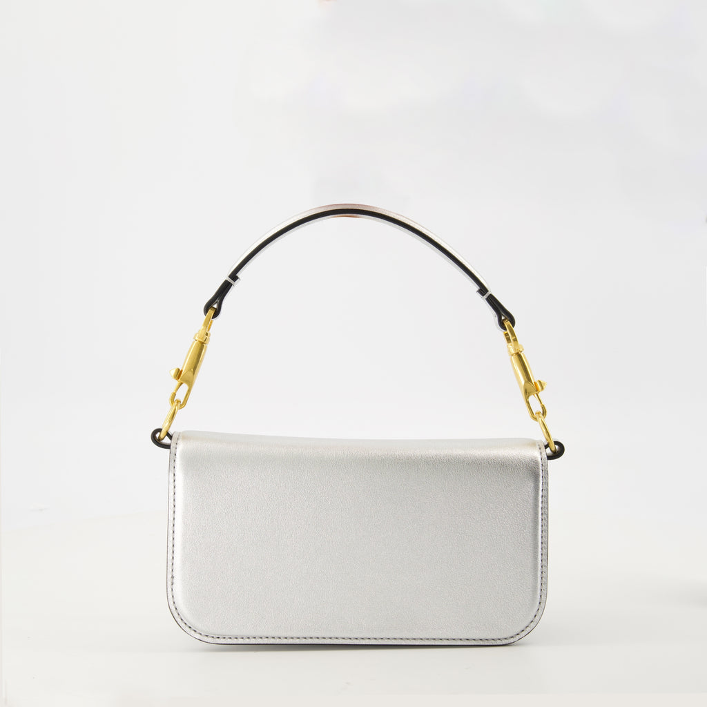 Bolsas de mão e de ombro Saco de Couro Lamé VLogo Valentino Garavani Prata Femme