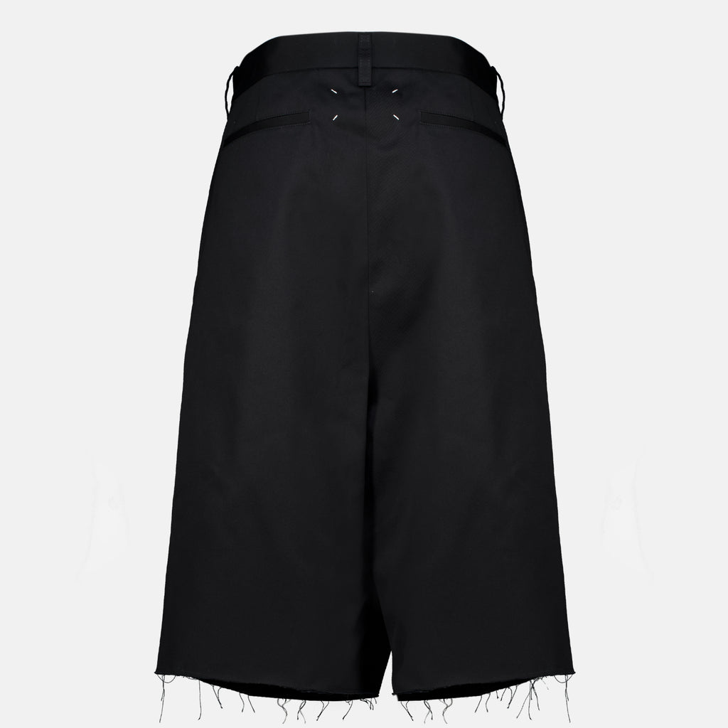 Shorts Calções Envolventes de Algodão Pretos Maison Margiela Noir Femme