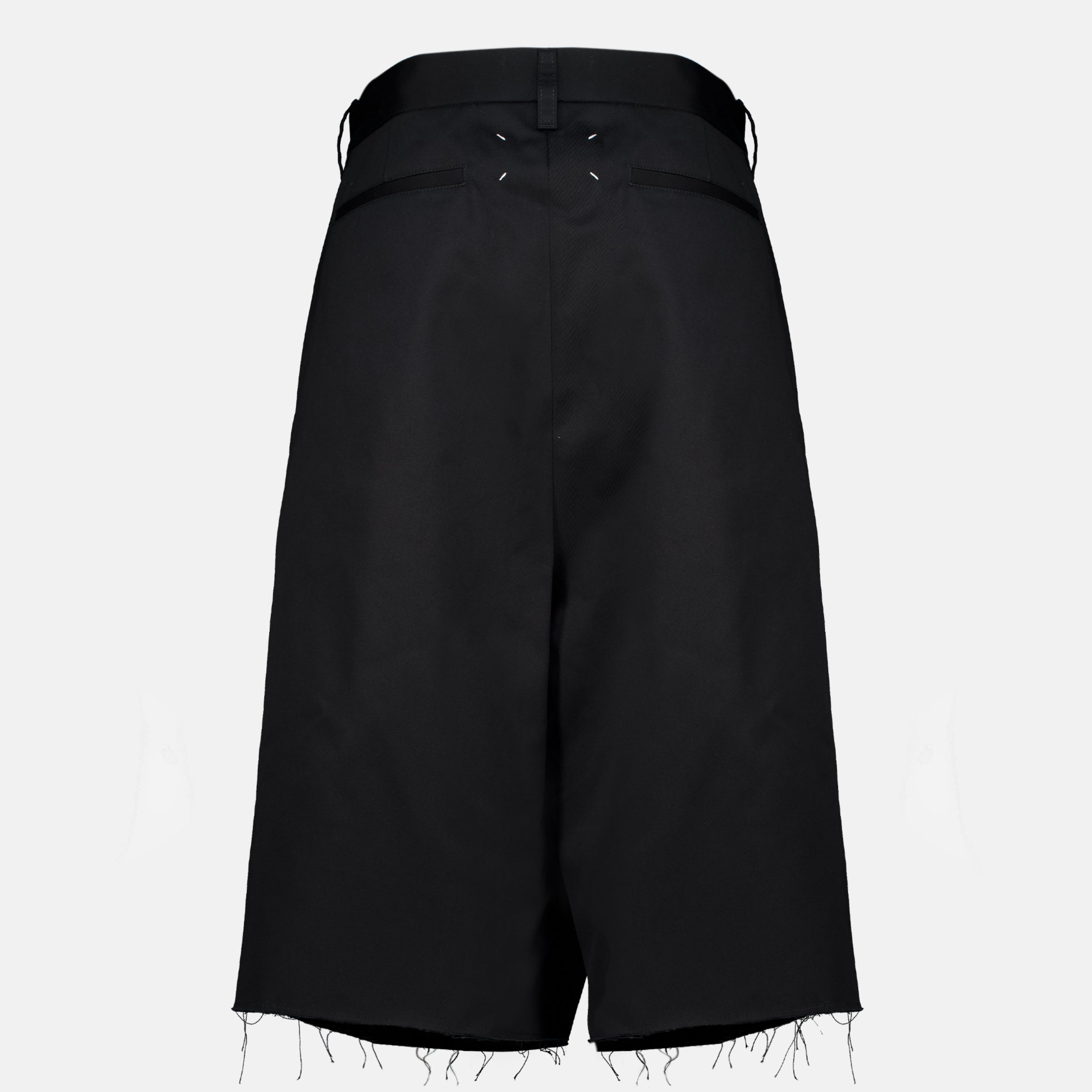 Shorts Calções Envolventes de Algodão Pretos Maison Margiela Noir Femme