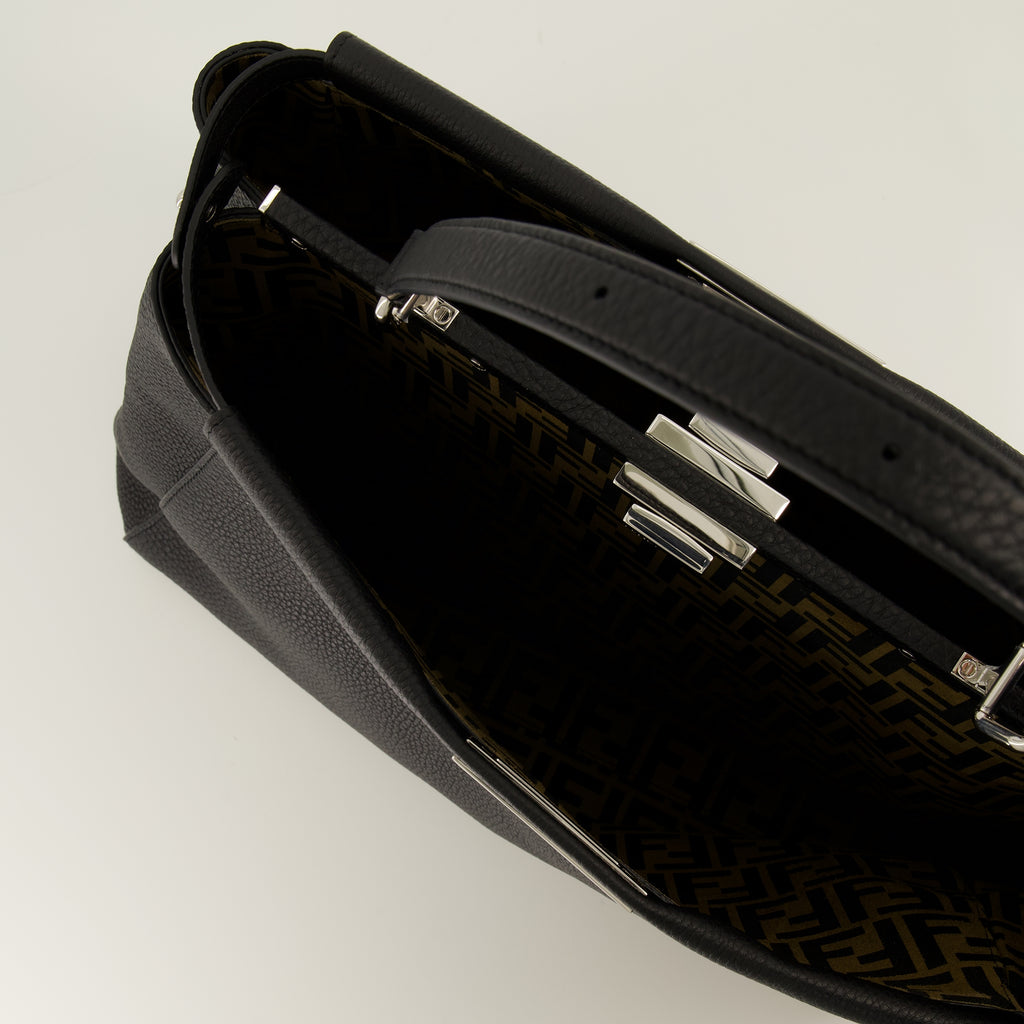 Sacs cabas ピーカブー ブラック グレイン レザー バッグ Fendi Noir Homme