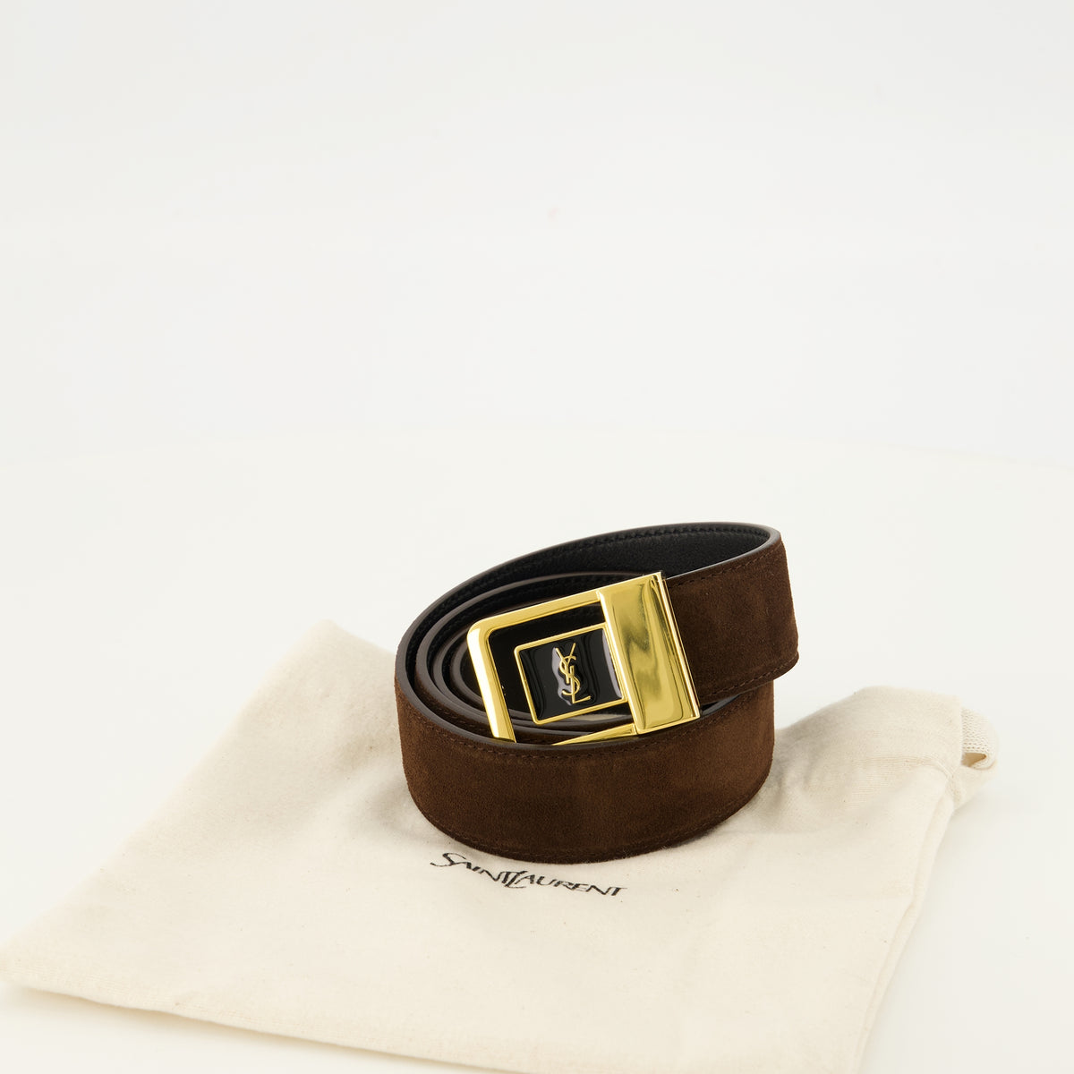 Ceintures Ceinture 66 en suède marron Saint Laurent Marron Femme