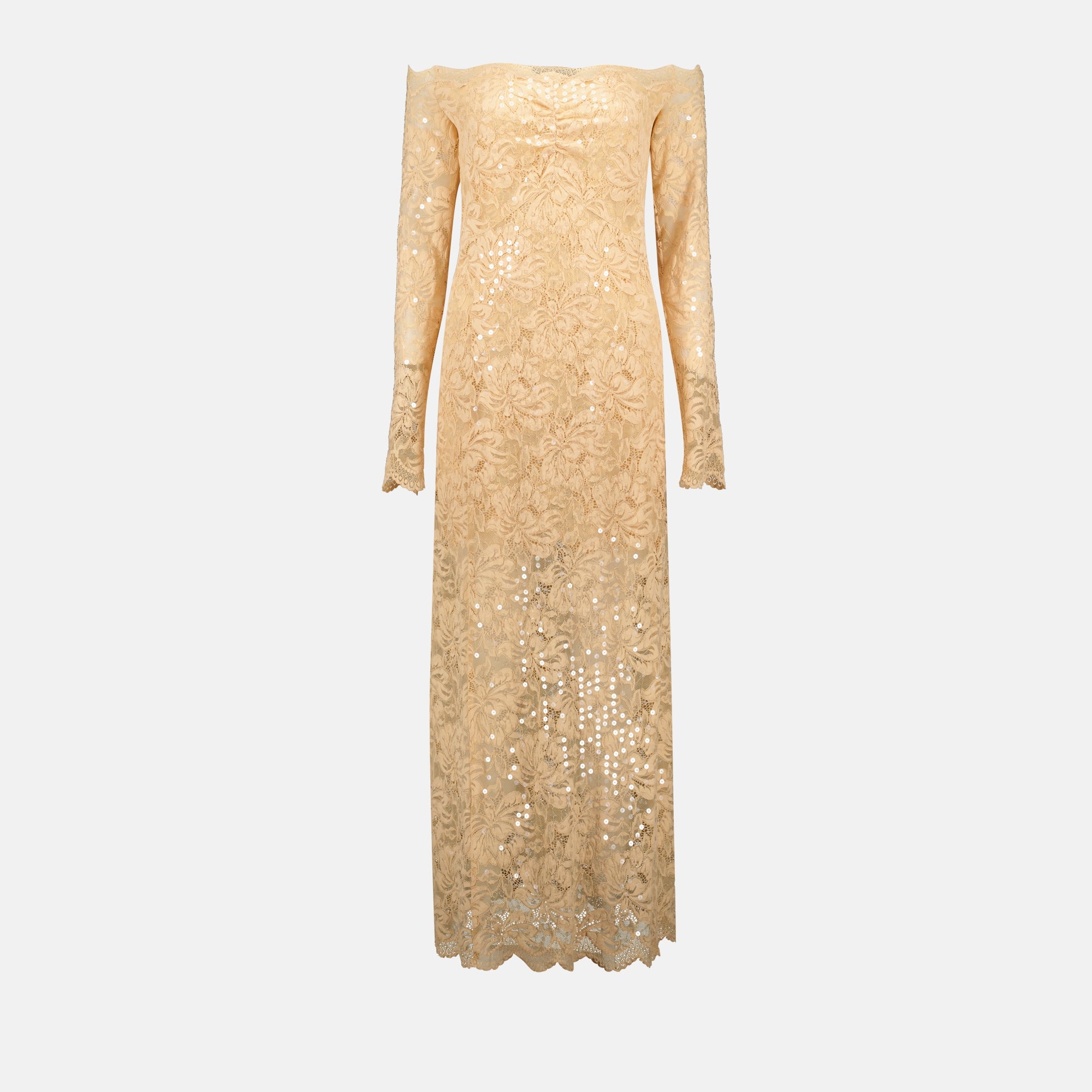Robes Robe longue en dentelle Rabanne Beige Femme