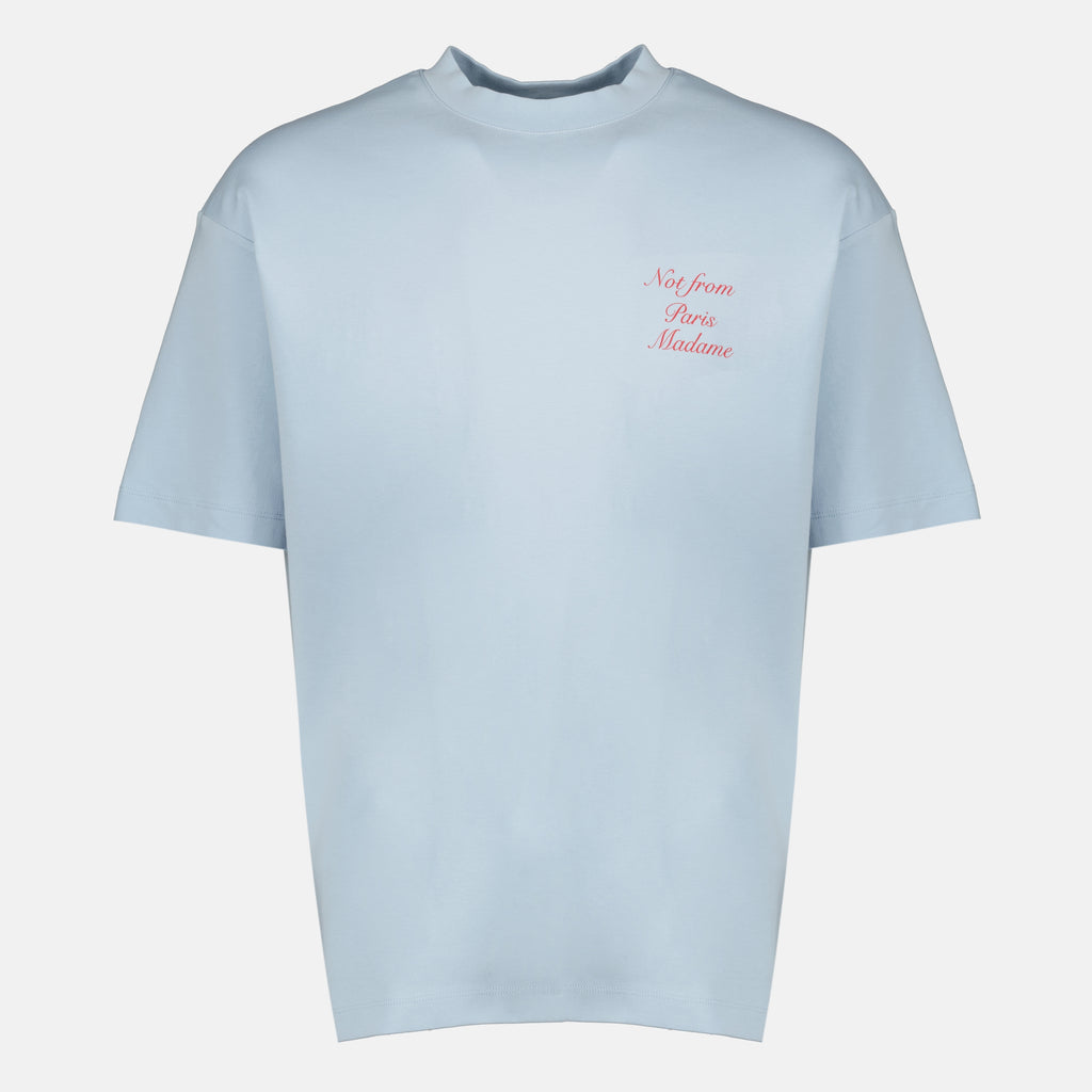 Immagine dell'articolo Maglietta blu con slogan in calligrafia del marchio Drole De Monsieur per Uomo - Stagione Primavera-Estate 2026 - Vista Frontale