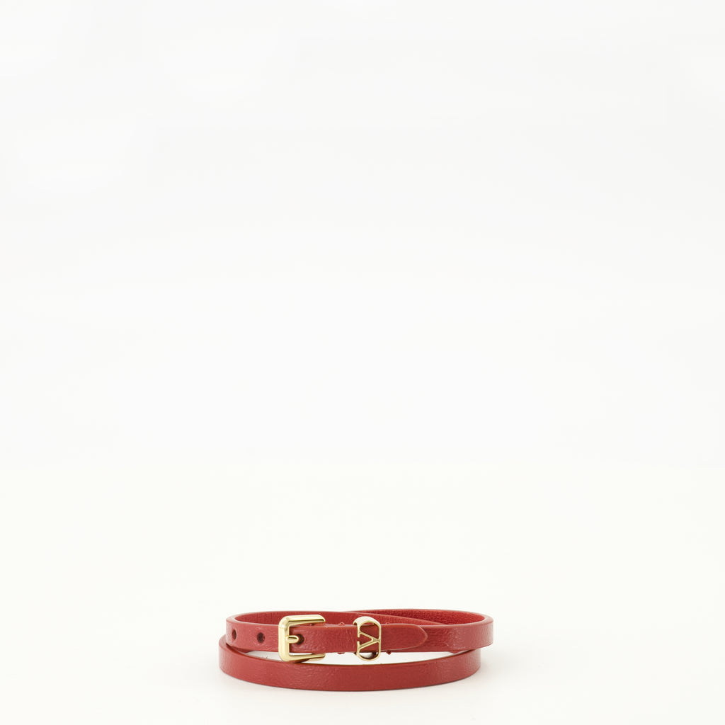 Bijoux Rotes Leder VLogo Armband Valentino Garavani Rouge Femme