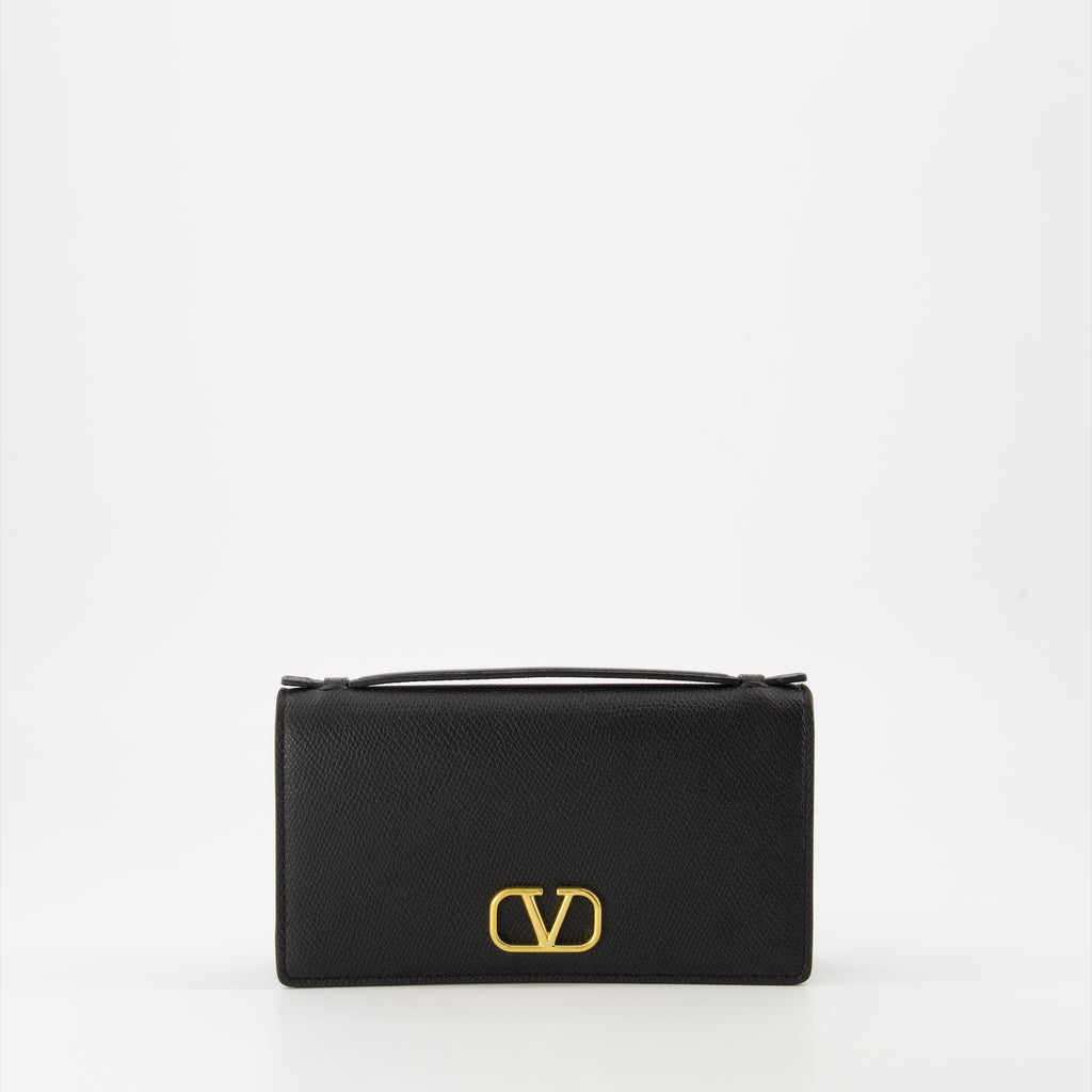 スモールレザーグッズ Portefeuille VLogo à chaîne Valentino Garavani 黒 Femme