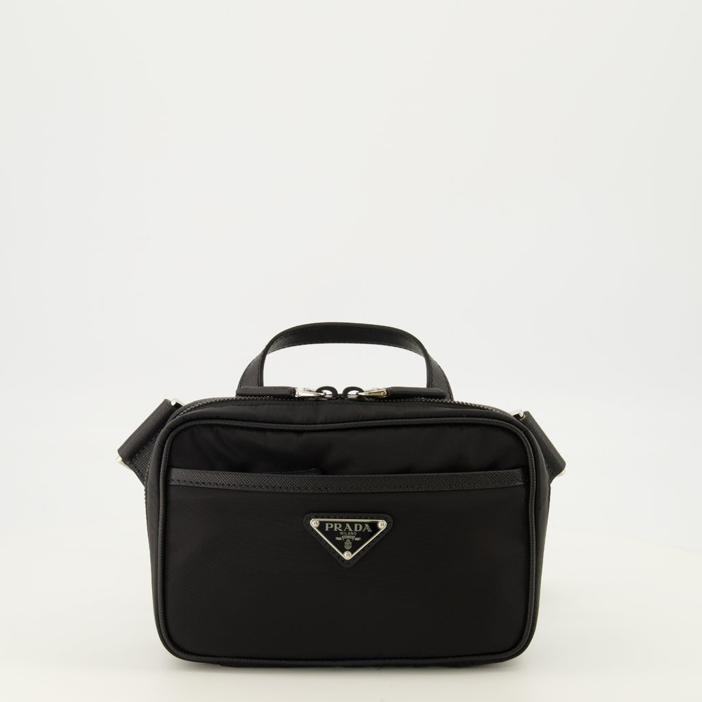 Sacs bandoulière Borsa in pelle nera e Re-Nylon Prada Noir Homme