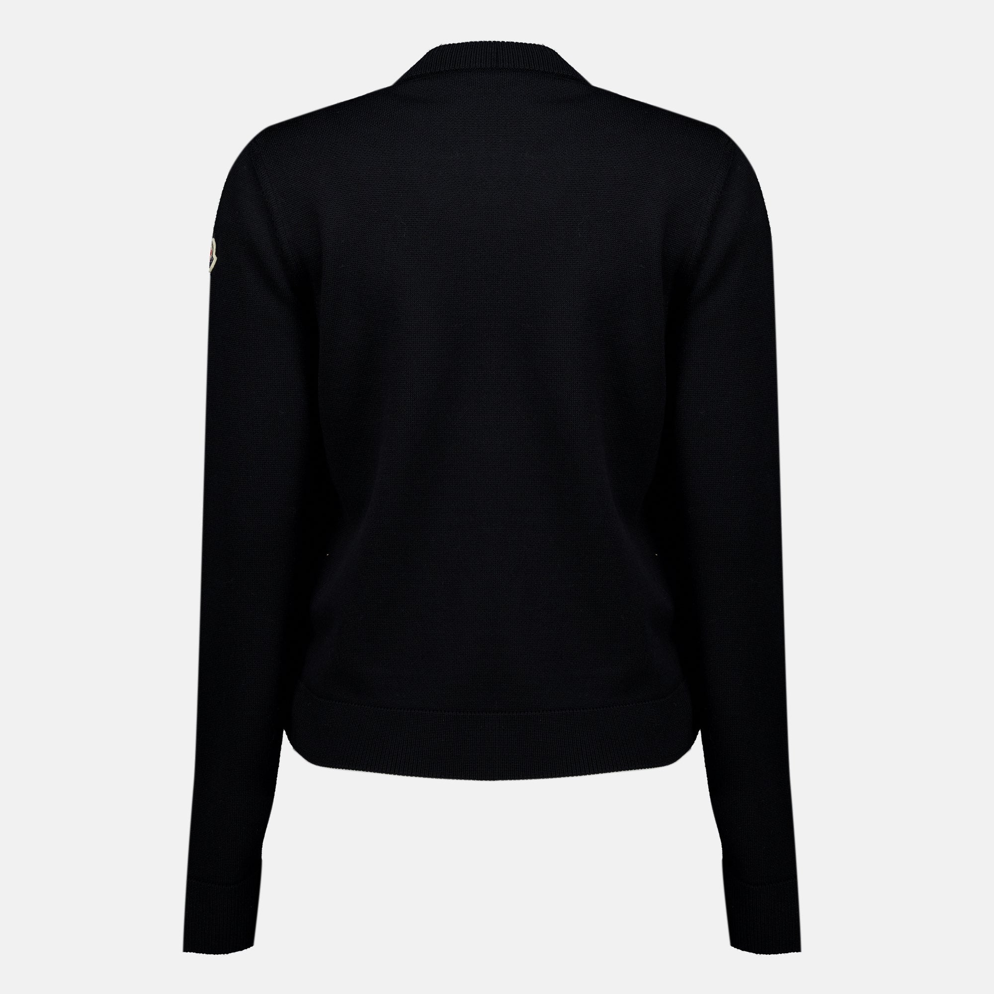 Maille Cardigan zippé matelassé en laine noir Moncler Noir Femme