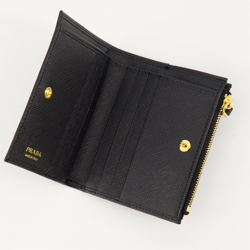 Small leather goods Portefeuille Saffiano Prada Black Femme