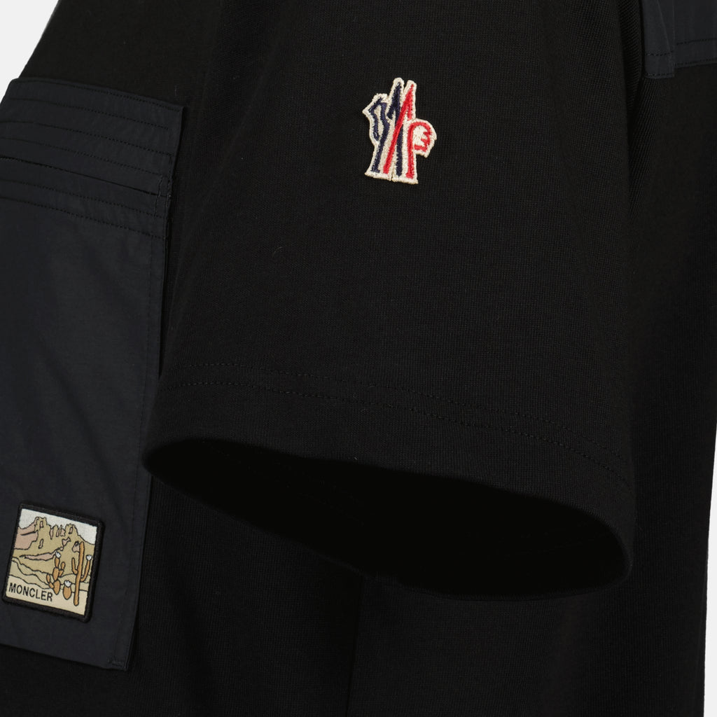 T-shirts T-shirt de Algodão com Bolso Preto Moncler Grenoble Noir Homme