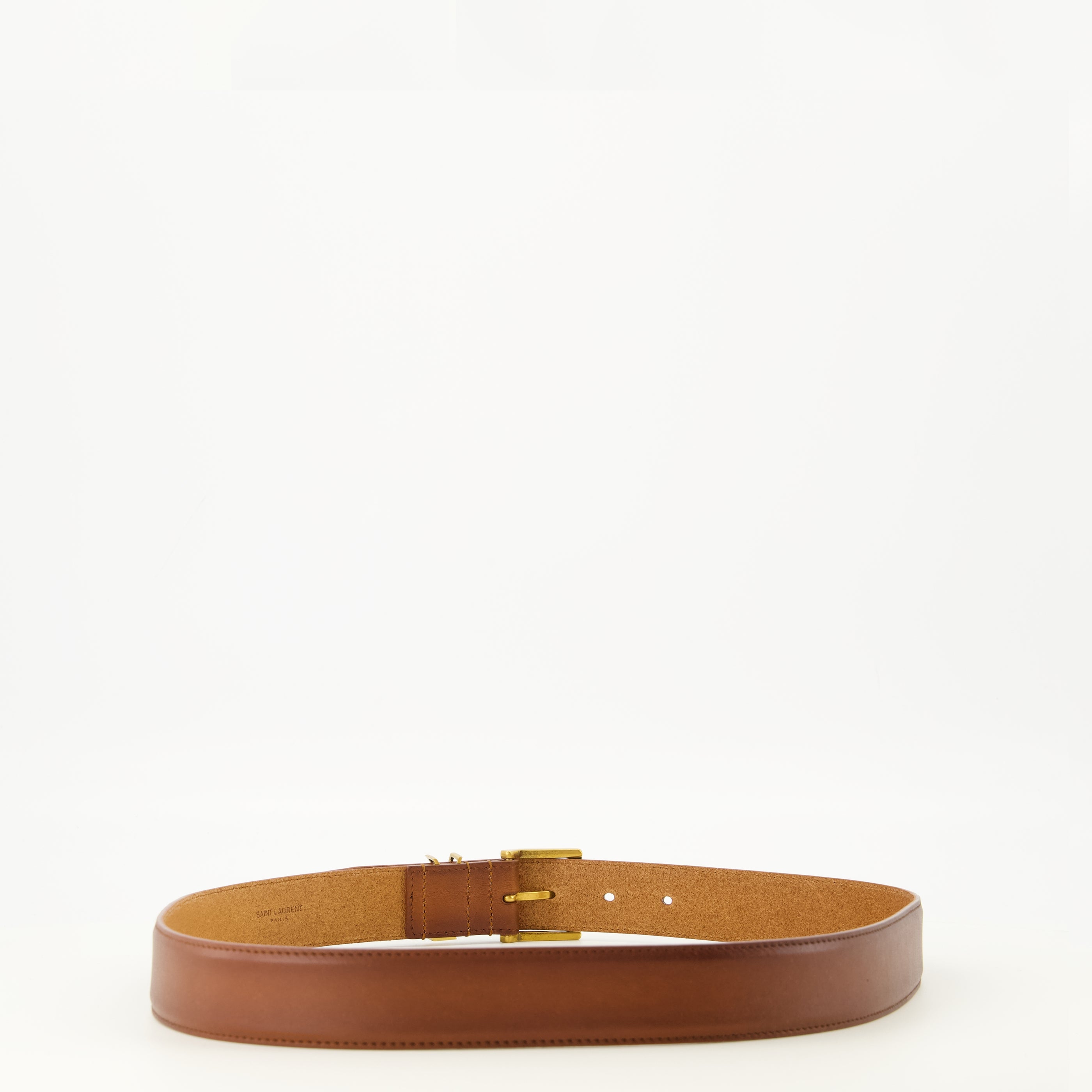 Ceintures Cassandre Vadim Brown Leather Belt Saint Laurent Marron Homme