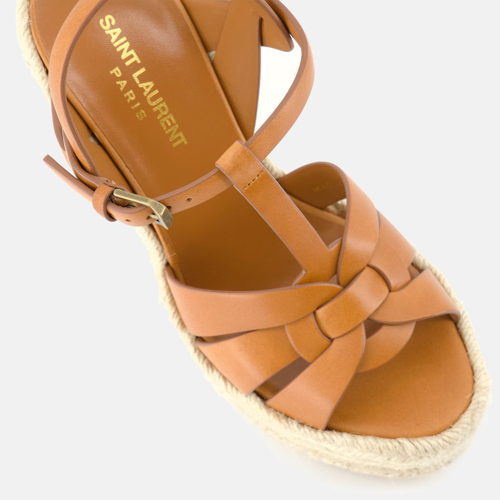 Compensées et plateformes Sandales compensées Tribute Saint Laurent Marron Femme