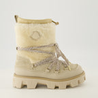 Image of the Moncler Peak suede and shearling boots for Women - Fall-Winter 2025 season - Right side view