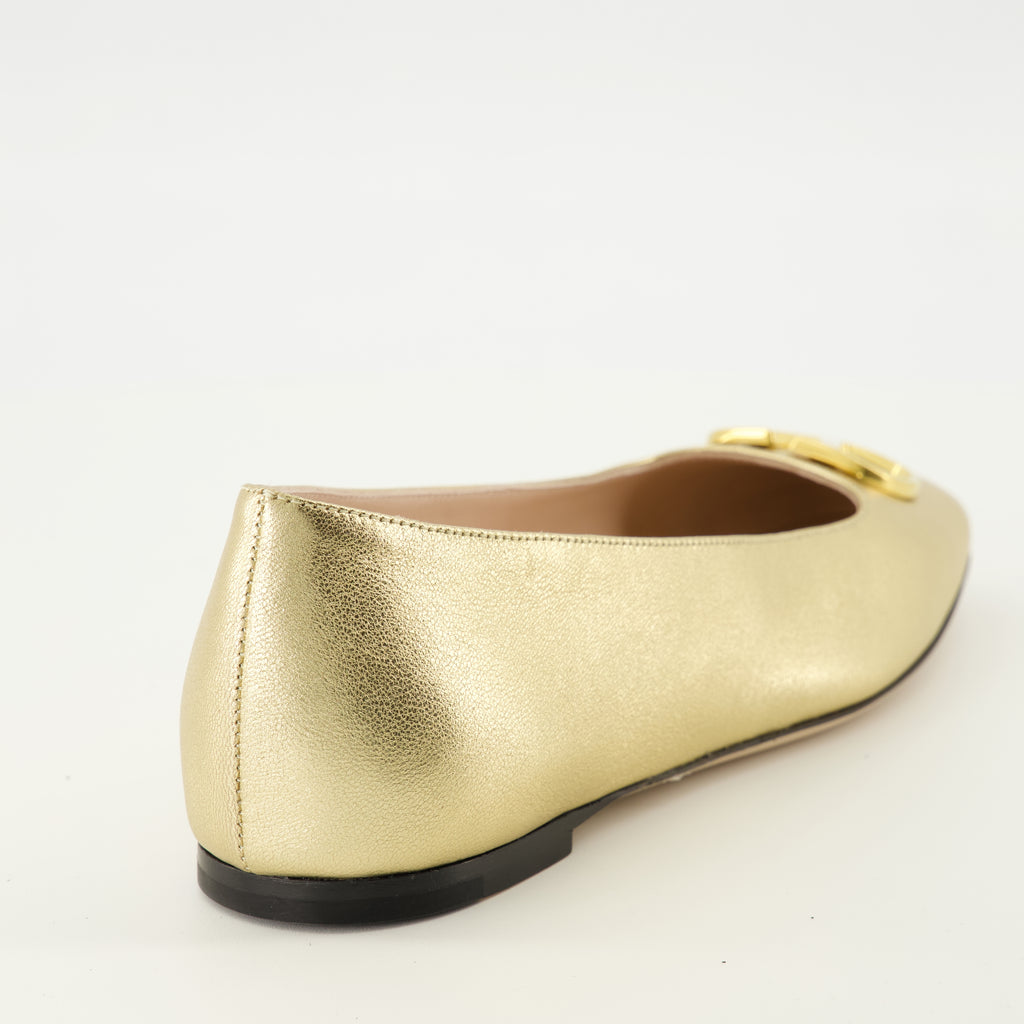 Chaussures plates VLogo Nappa Leather Ballerinas Valentino Garavani Doré Femme