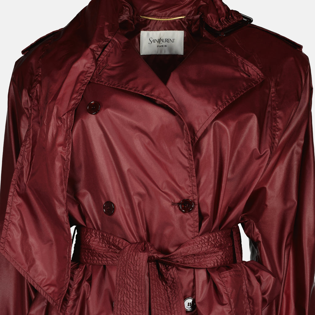 Image de l'article Trench en nylon bordeaux de la marque Saint Laurent pour Femme - Saison Printemps-Été 2026 - Vue détaillée_1