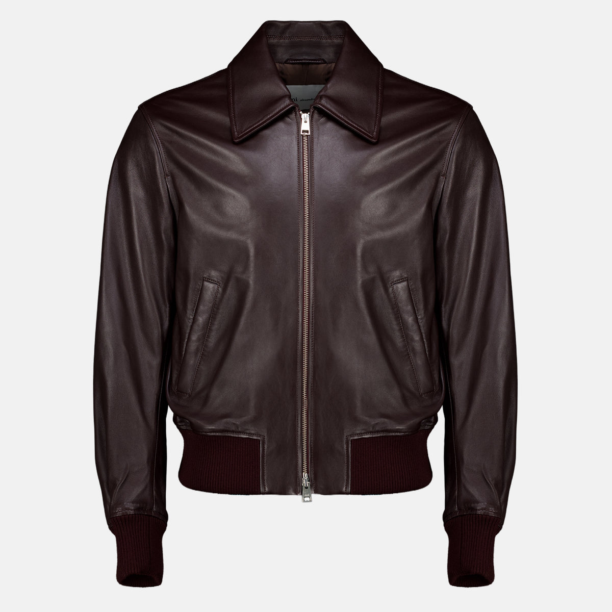 Manteaux Blouson en cuir bordeaux Ami PARIS Bordeaux Homme