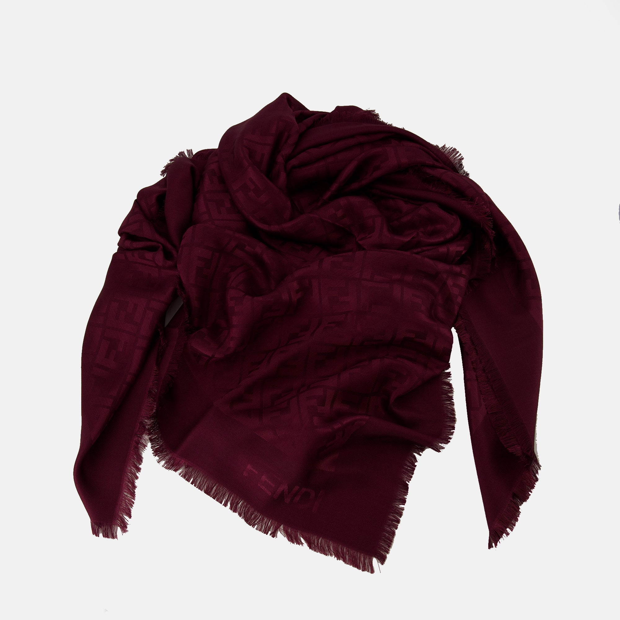 Imagem do lenço FF bordô da marca Fendi para mulheres - Temporada Primavera-Verão 2026 - Vista Detalhada 2