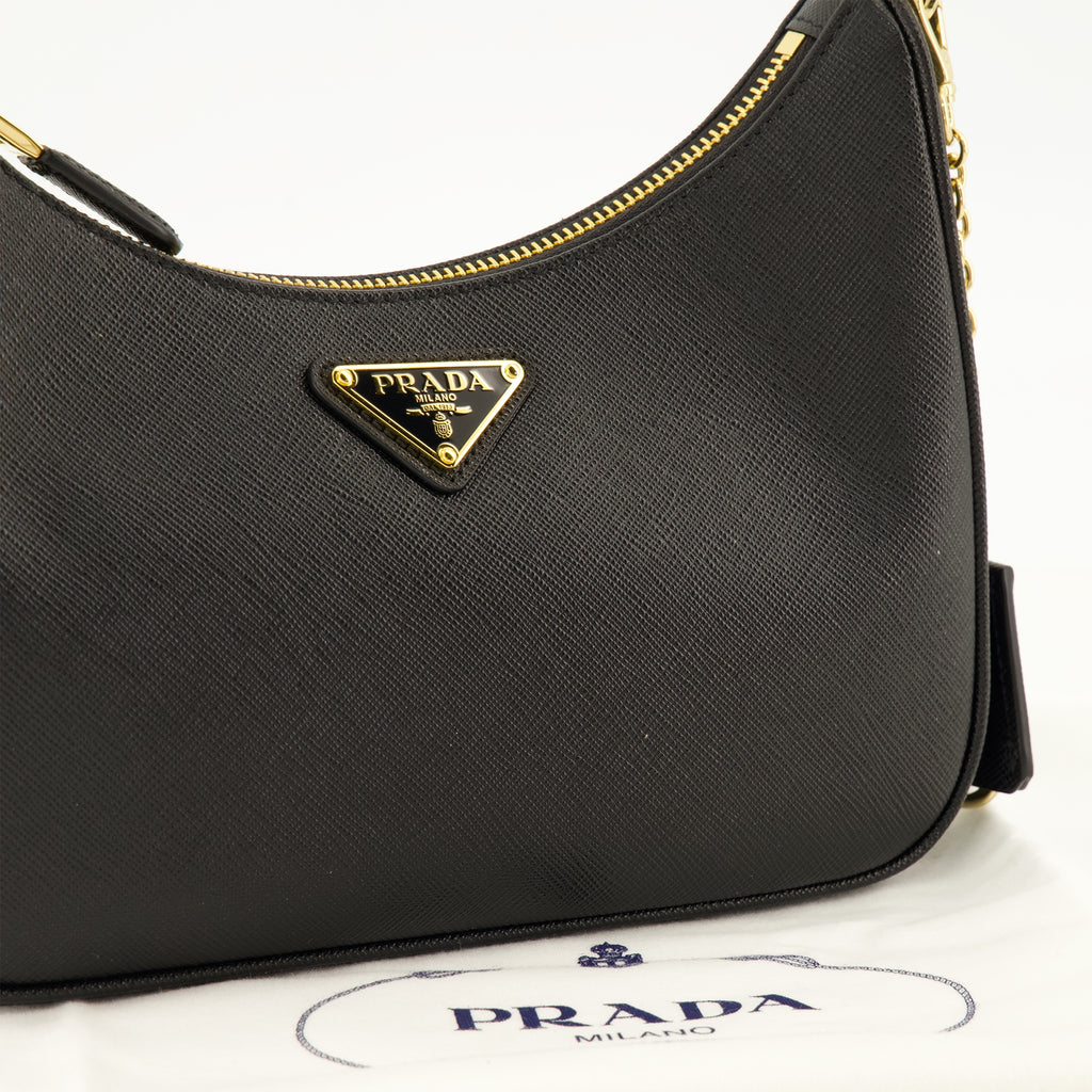 Sacs à main et épaule Mini Bag Re-Edition 2005 aus schwarzem Leder Prada Noir Femme