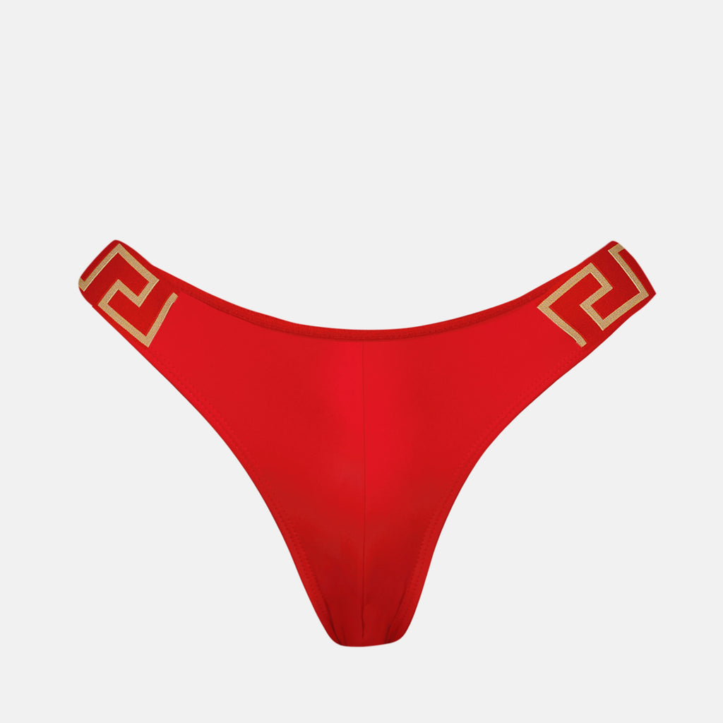 Moda praia Fundo de Bikini Greca Versace Vermelho Femme