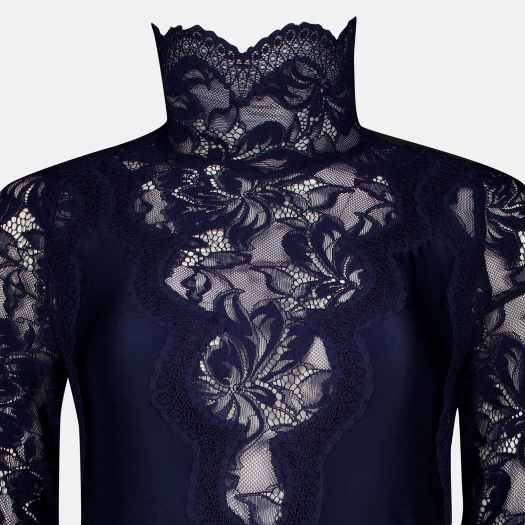 Robes Vestido Longo em Renda Azul Marinho Rabanne Bleu foncé Femme