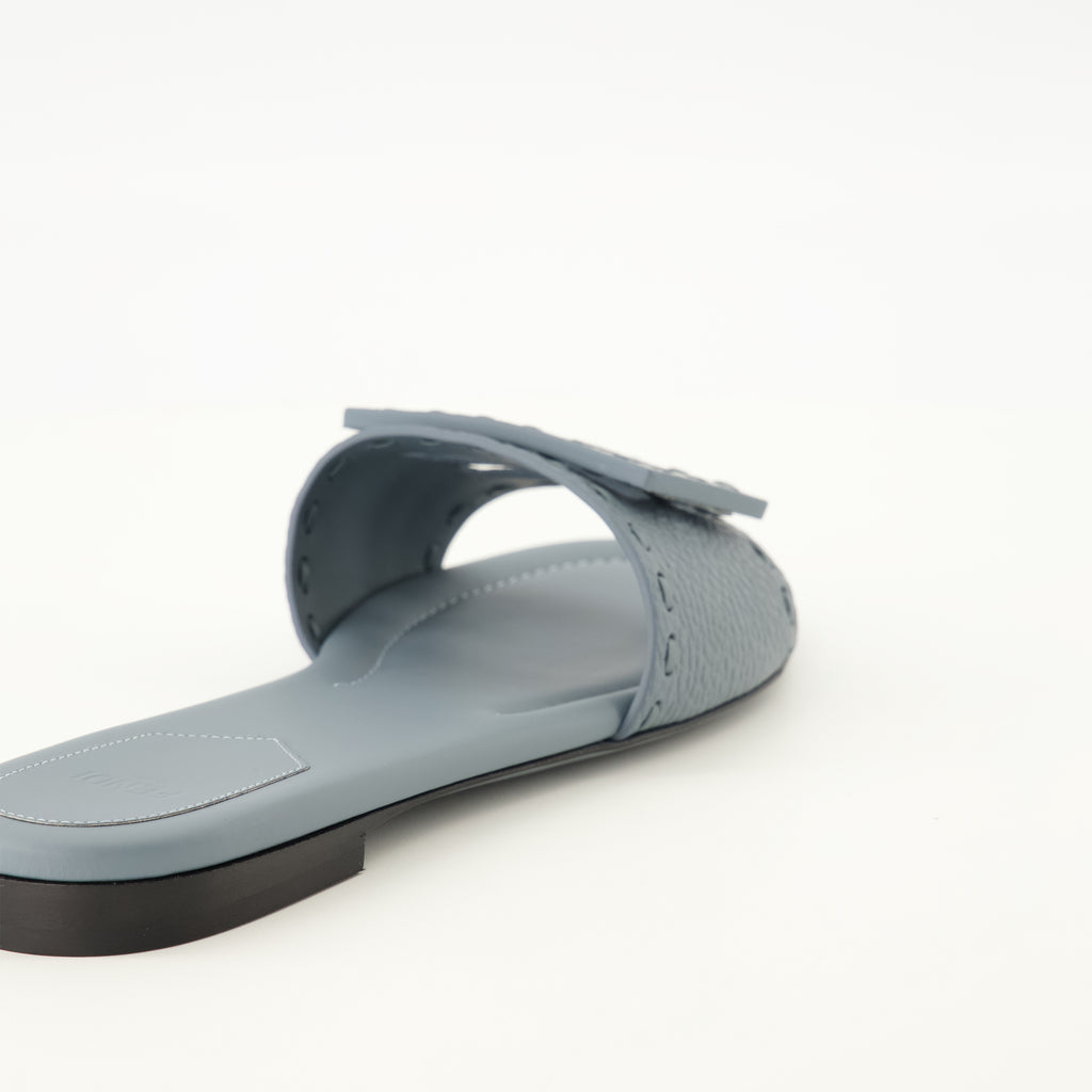 Chaussures ouvertes Mules Baguette en cuir bleu Fendi Bleu Femme