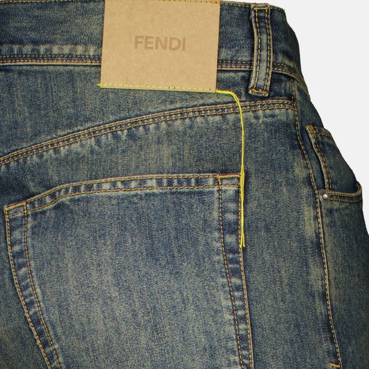 Pantalons Jean long en denim bleu délavé Fendi Bleu Homme
