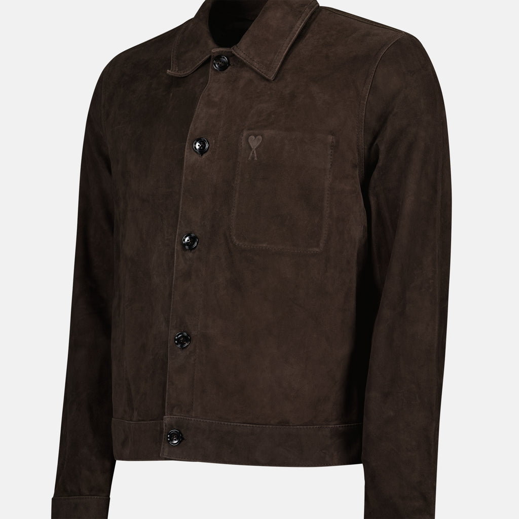 Manteaux Surchemise en cuir Ami PARIS Marron Homme