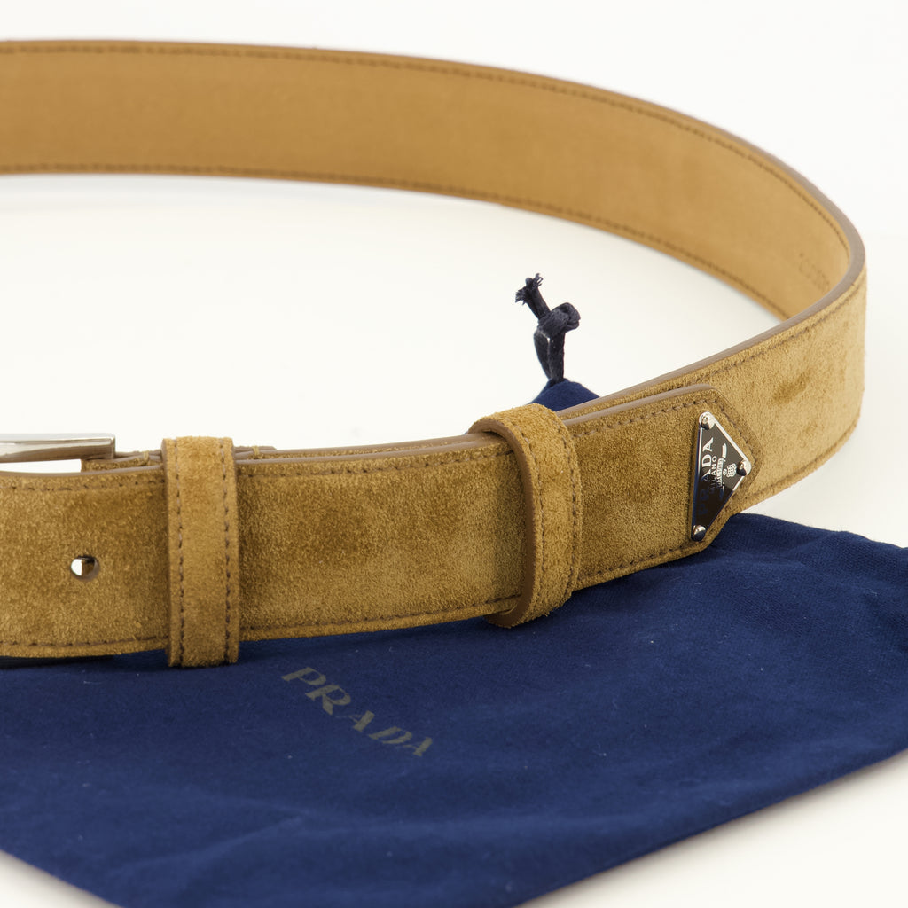 Ceintures Beiger Wildledergürtel Prada Beige Homme