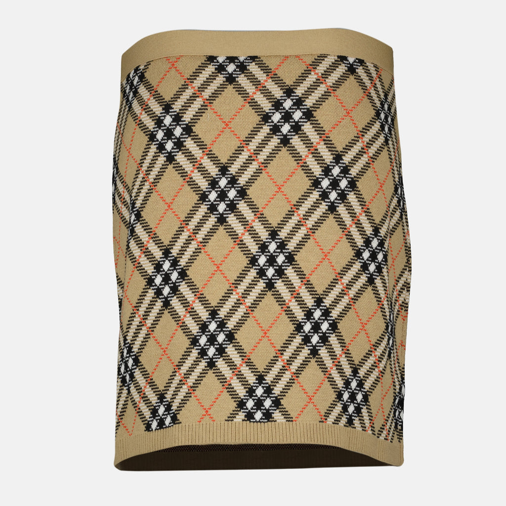 Saias Saia de Xadrez Burberry Bege Mulheres