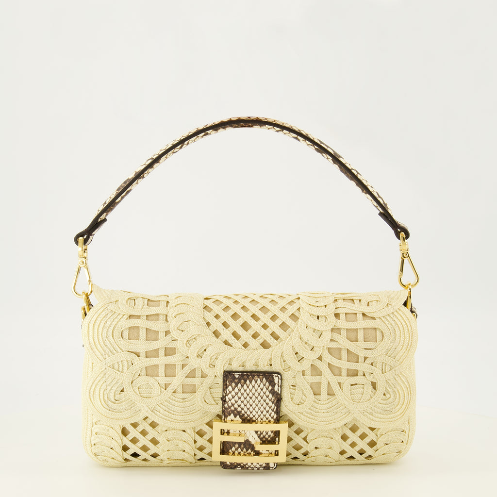 Sacs à main et épaule ドイリー ベージュ 刺繍 バゲット® バッグ Fendi Beige Femme