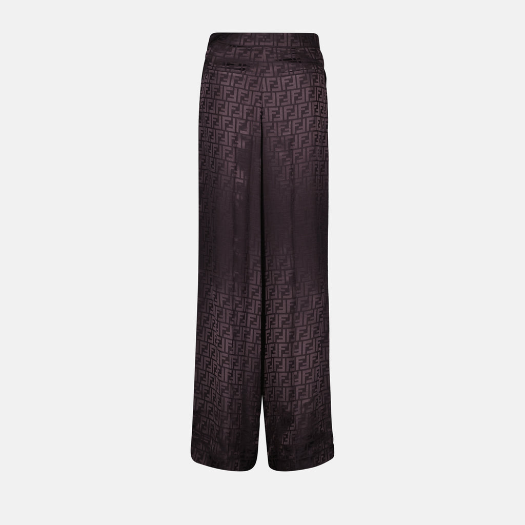 パンツ Pantalon FF en satin Fendi 紫 Femme