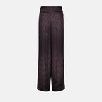 パンツ Pantalon FF en satin Fendi 紫 Femme