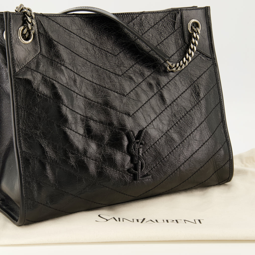 Sacs à main et épaule Sac Niki shopping en cuir vintage noir Saint Laurent Noir Femme