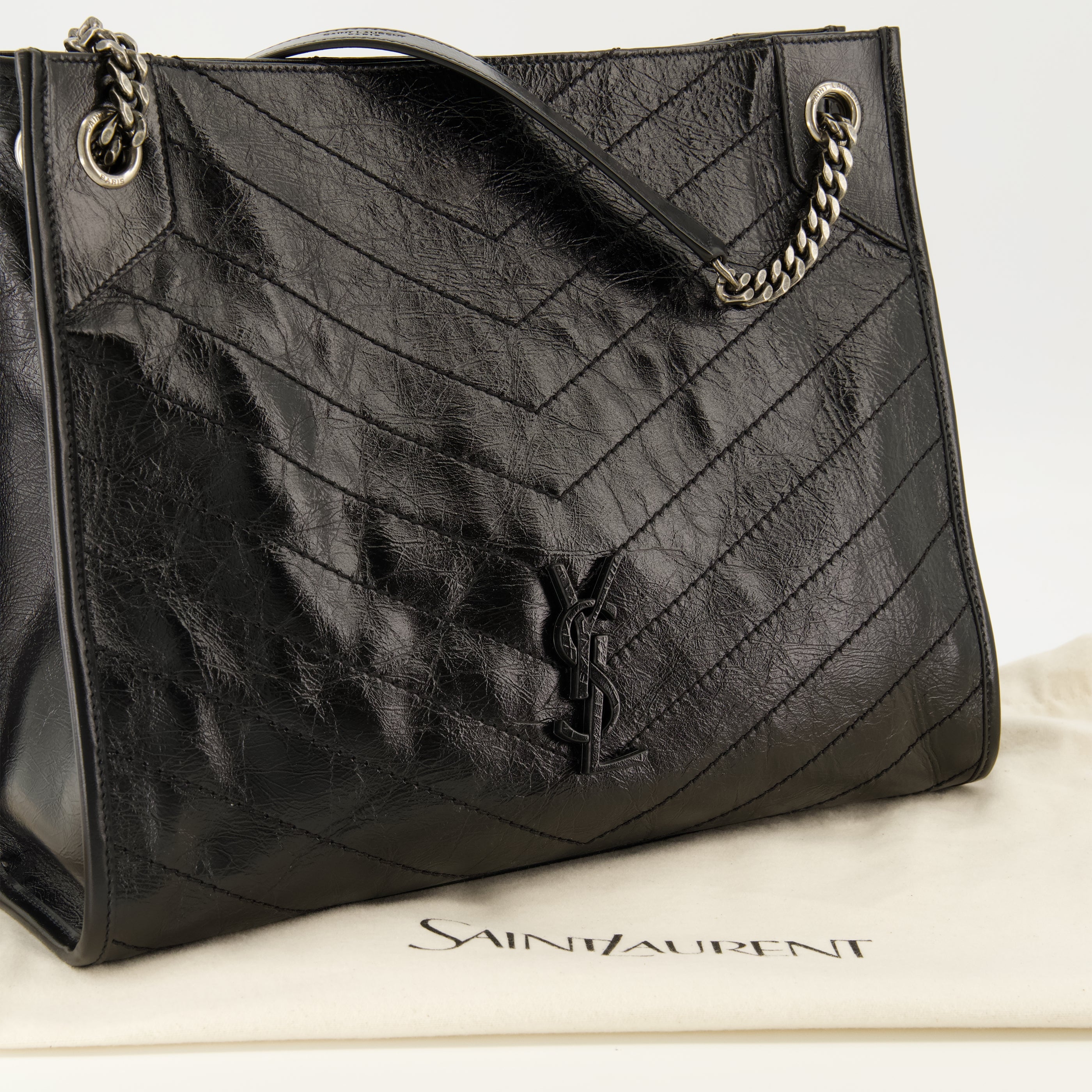 Sacs à main et épaule Niki Vintage Black Leather Shopping Bag Saint Laurent Noir Femme