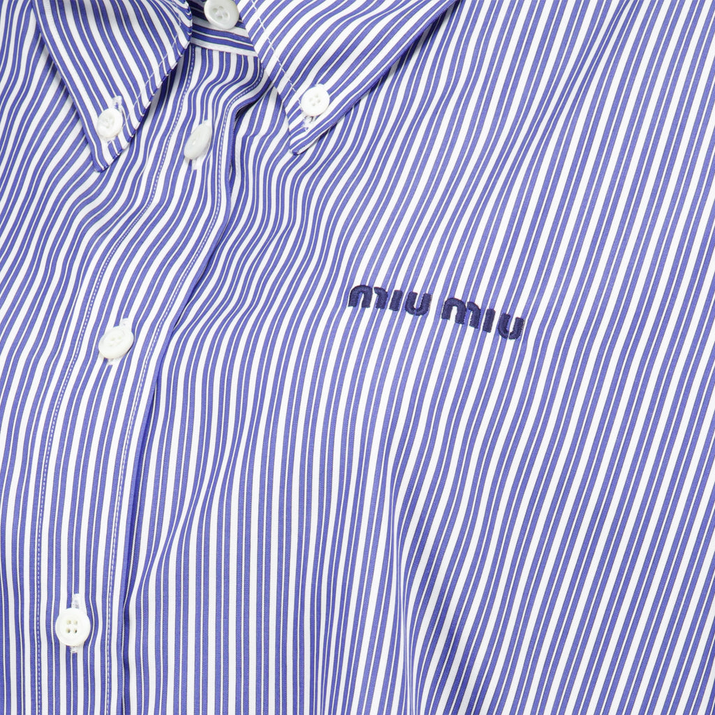 Chemises Camisa de popelín a rayas en navy Miu Miu Bleu foncé Femme