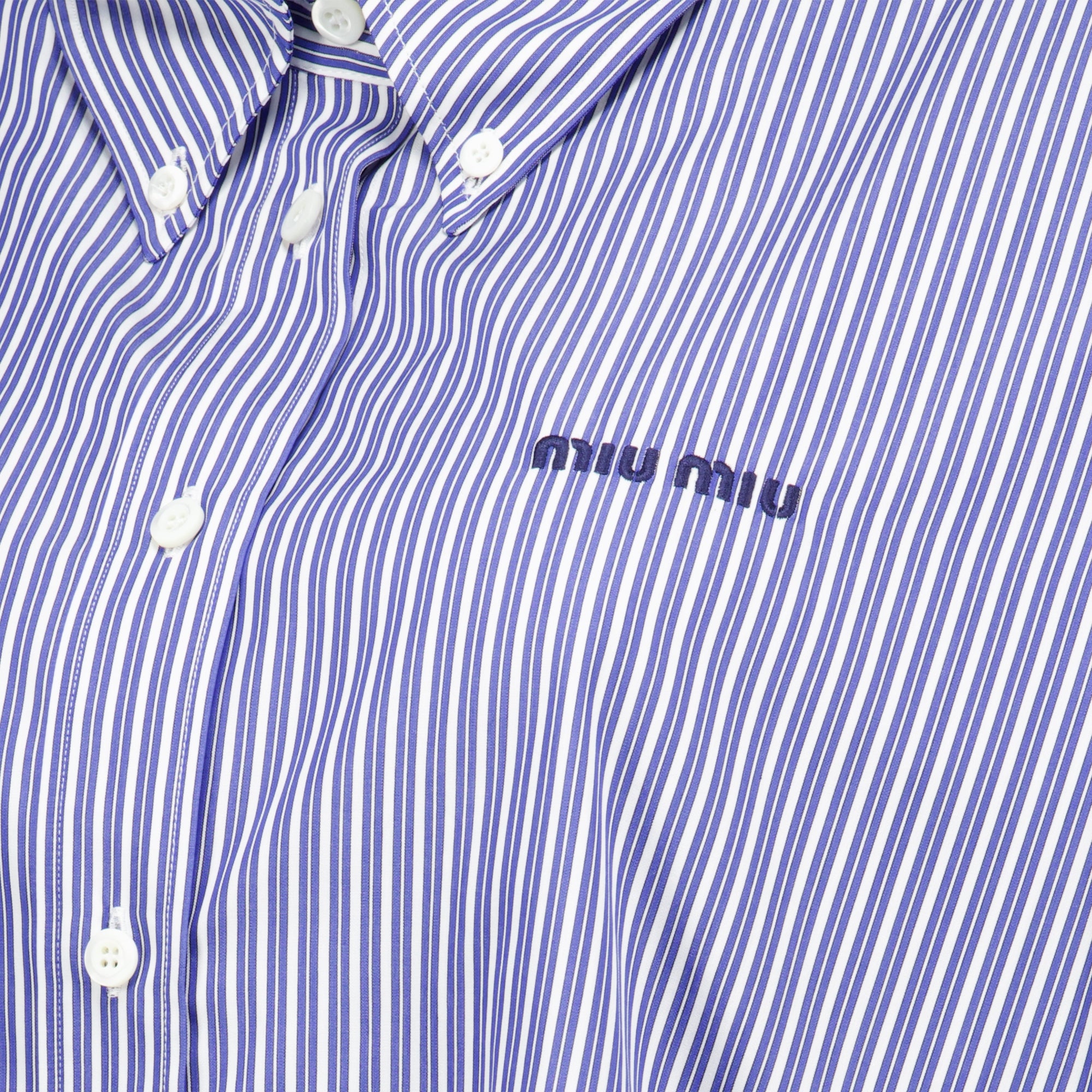 Chemises Chemise à rayures bleu marine en popeline Miu Miu Bleu foncé Femme