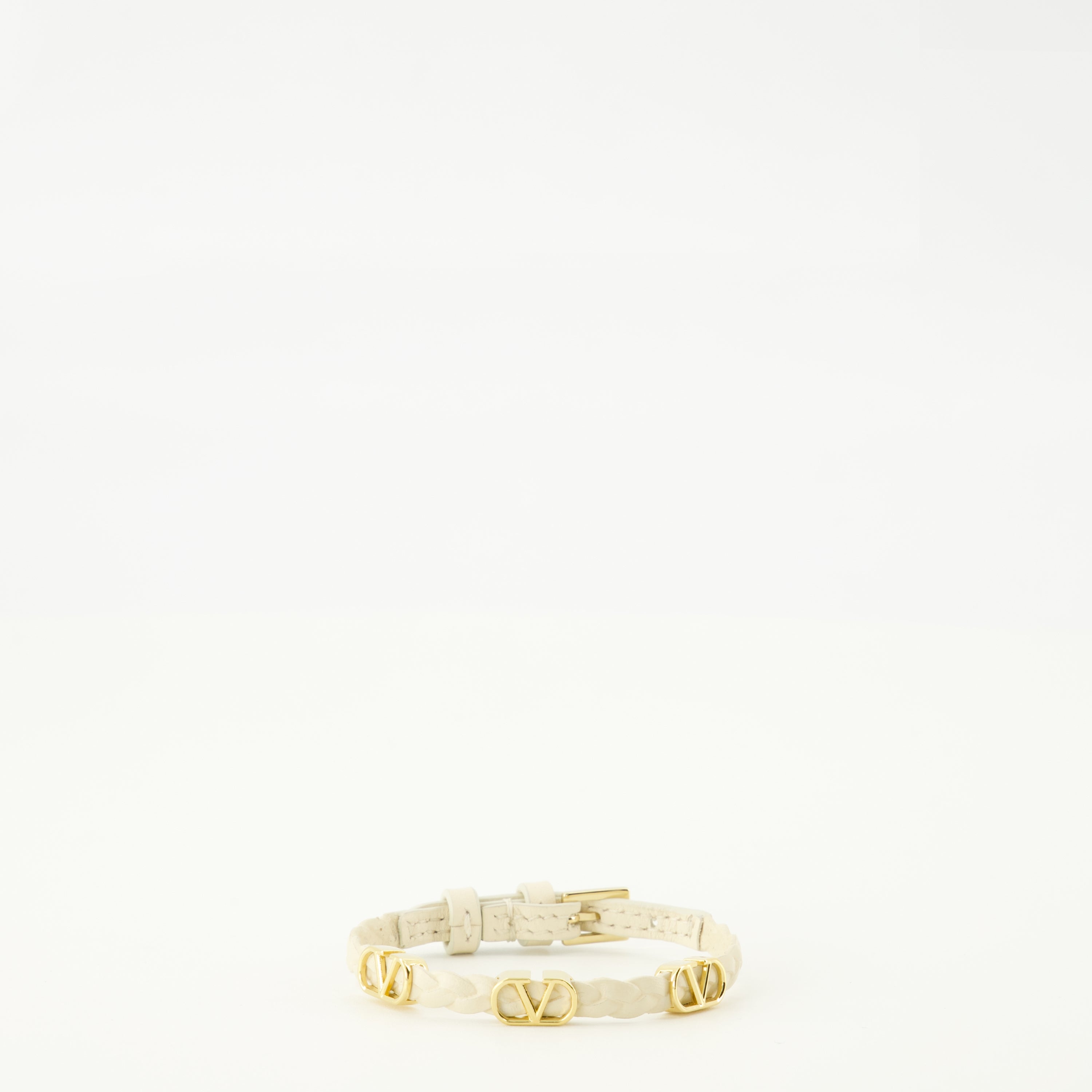 Image de l'article Bracelet en cuir Vlogo beige de la marque Valentino Garavani pour Femme - Saison Printemps-Été 2026 - Vue de Face