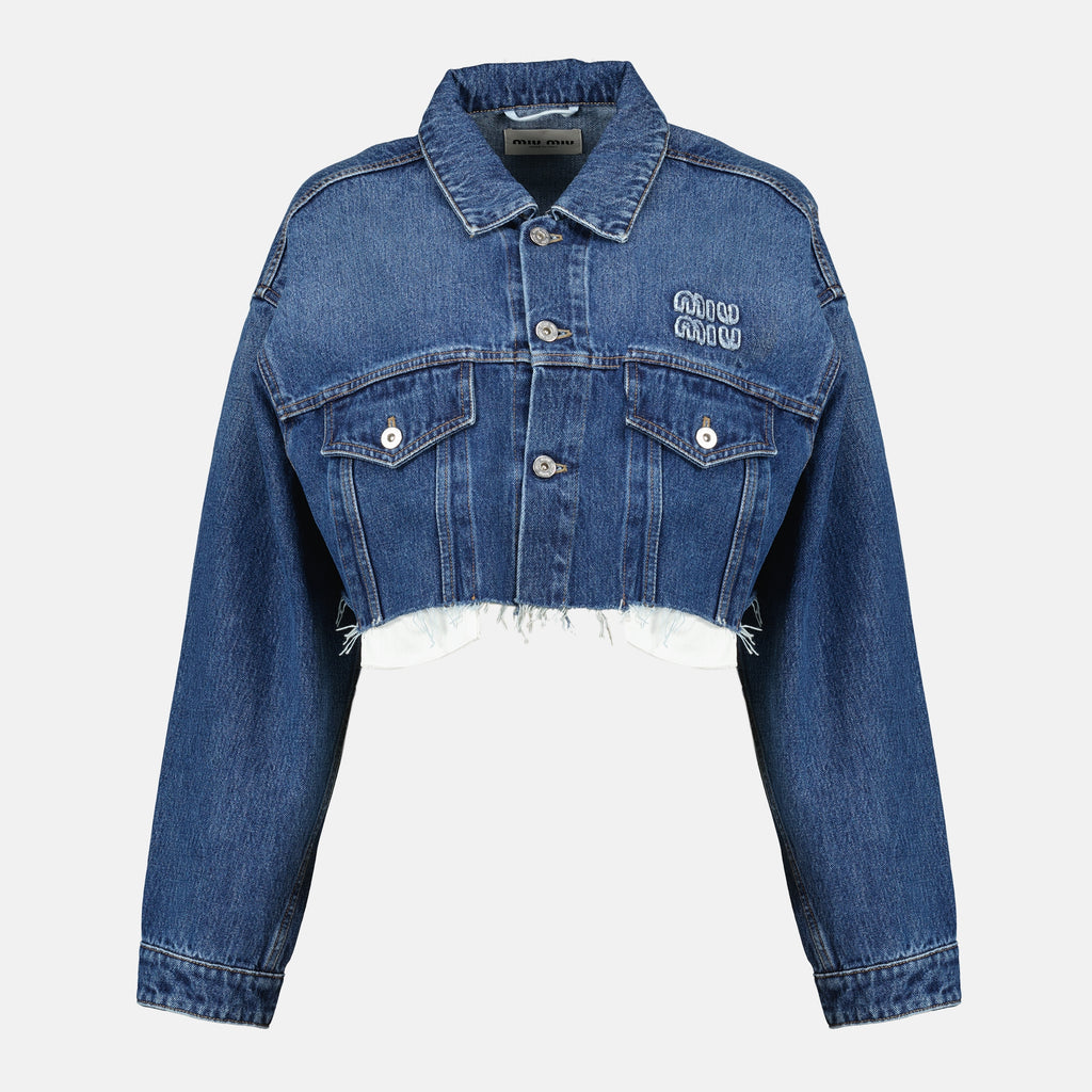 Image of the Miu Miu brand Women's Short Denim Jacket - Spring-Summer 2026 - Front View